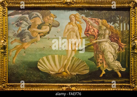 Florenz, Italien, ist als Geburtsort der Renaissance bekannt. Die Geburt der Venus durch Botticelli befindet sich in den Uffizien. Stockfoto