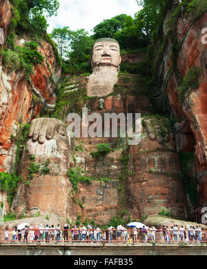 Der große Buddha von Leshan, China. UNESCO-Weltkulturerbe Stockfoto