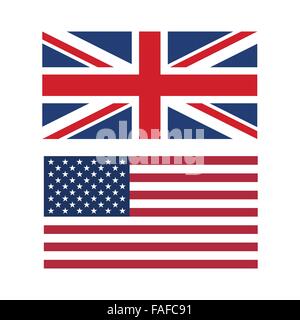 Vektor-Illustration der Flaggen der USA und Großbritannien Stock Vektor