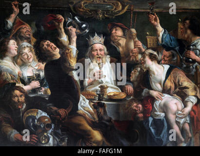 Der König trinkt von Jacob Jordaens 1593-1678 Stockfoto