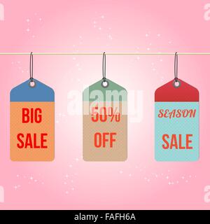 Sammlung von Pappe Vertrieb Etiketten, funkelnden rosa Hintergrund Stock Vektor