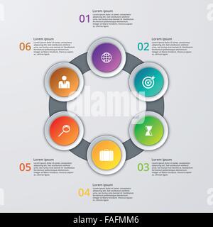 Vektor-Illustration Infografiken sechs Optionen. Stock Vektor