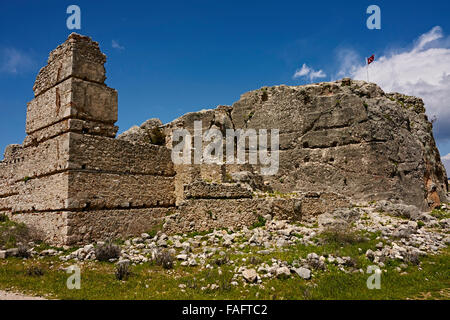 Nahaufnahme des hellenischer Ruinen der Akropolis, Tlos, Türkei Stockfoto