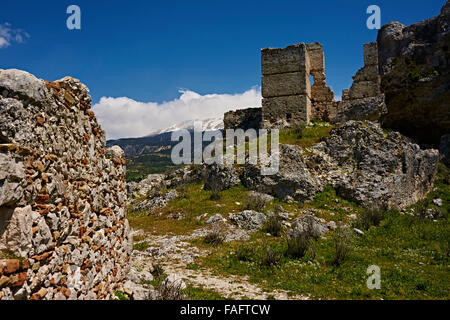 Nahaufnahme des hellenischer Ruinen der Akropolis, Tlos, Türkei Stockfoto