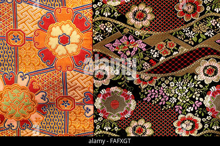schöne farbige Fragment Stoff bestickt mit floralem design Stockfoto