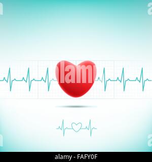 rotes Herz EKG Stock Vektor