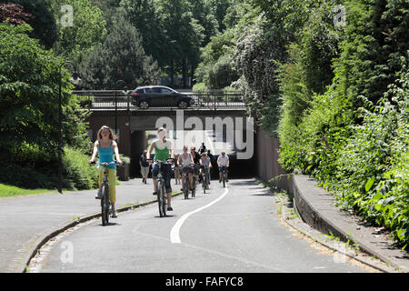 Radfahrer auf der Promenade in Münster. Stockfoto