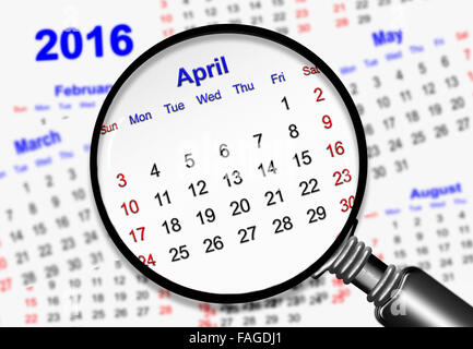 Magnifying Glass Kalender 2016 Stockfoto