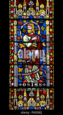 London, England, Vereinigtes Königreich. Allerheiligenkirche, Margaret Street. Glasmalerei: Westfenster (1877 von Alexander Gibbs) Josiah / Osias Stockfoto