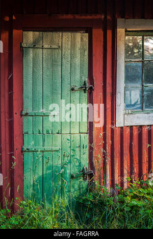 Bild einer alten Hütte Tür. Stockfoto