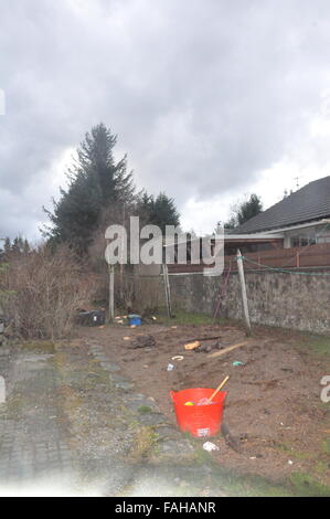 Bilder, die während der Evakuierung von Ballater während Sturm Frank, 2015, Flooding, Dorf Stockfoto