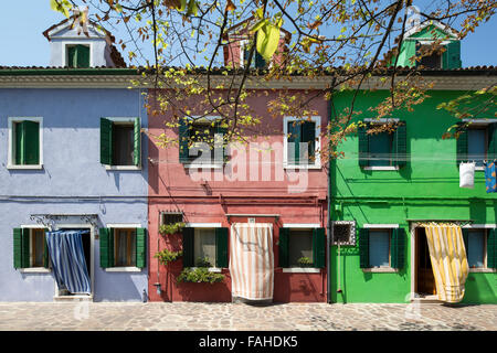 Bunte Häuser in Burano Islan von Venedig, Italien Stockfoto