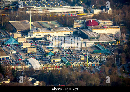 Luftaufnahme, RheinRuhrZentrum, Rhein-Ruhr-Zentrum an der A40, dem Einkaufszentrum auf der Stadtgrenze zwischen Essen und Mülheim Stockfoto