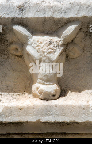 Relief-Detail eines Grabes in Aphrodisias, Aydin, Türkei Stockfoto