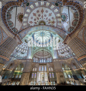 Innenansicht der blauen Moschee, Sultanahmet, Istanbul Stockfoto