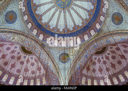 Innenansicht der blaue Moschee, Sultanahmet, Istanbul, Türkei Stockfoto