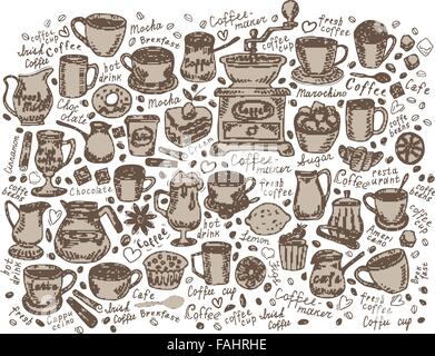 Satz von Kaffee doodle Stock Vektor