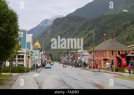 Hauptstraße in der Stadt von Skagway, Alaska, USA Stockfoto