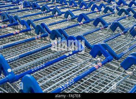 Tesco Einkaufswagen. Stockfoto