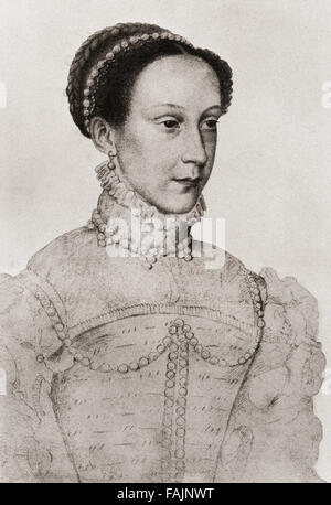 Mary, Queen of Scots 1542 – 1587 aka Mary Stuart oder Maria i. von Schottland.  Königin von Schottland und Gemahl der Königin von Frankreich.  Nach einer Zeichnung François Clouet zugeschrieben. Stockfoto