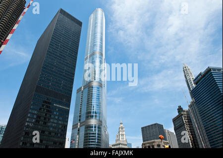 Glas-Wolkenkratzer in Chicago Stockfoto