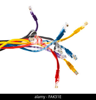 CAT 5 Ethernet-Patchkabel isoliert auf weißem Hintergrund Stockfoto