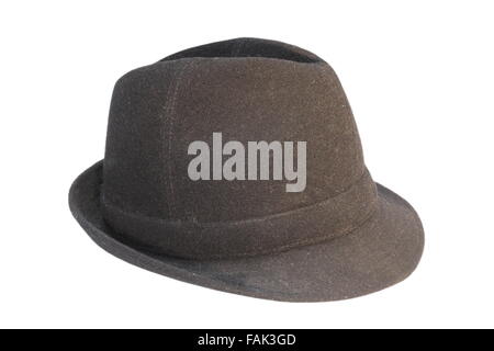 alten schwarzen Hut isoliert auf weißem Hintergrund Stockfoto