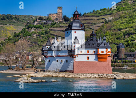 Burg Pfalzgrafenstein auf Falkenau Insel Falkenstein im Rhein, UNESCO-Weltkulturerbe, Rheinland-Pfalz, Deutschland Stockfoto