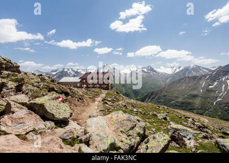Breslauer Hütte, Venter Tal, Ötztaler Alpen, hinter der Alpenhauptkamm zu schützen, Vent, Sölden, Ötztal, Tirol, Österreich Stockfoto