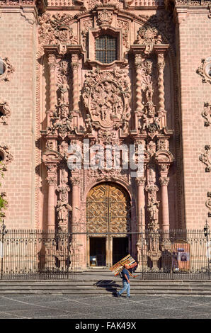 Pfarrkirche von Santa Prisca y San Sebastían, kolonialen Barock, Plaza Borda und Zocalo, Taxco de Alarcón, Guerrero, Mexiko Stockfoto