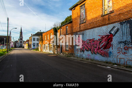 Die "Ghost Town" Doel, in der Gemeinde Beveren in Ost-Flandern, Belgien, an der Schelde, Stockfoto