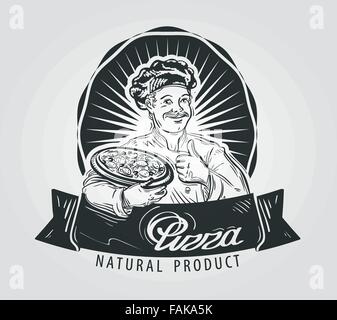 Kochen Sie Pizza. Vektor-illustration Stock Vektor