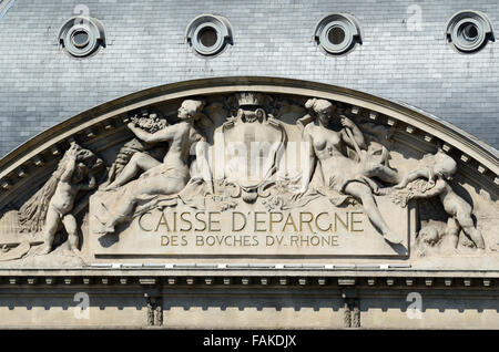 Barocke Fassade des Hôtel De La Caisse d ' Epargne (1904) auf Platz Estrangin Pastré Marseille oder Marseille Frankreich Stockfoto