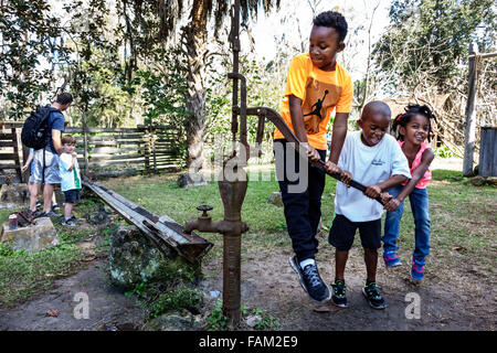 Gainesville Florida, Dudley Farm State Park, Homestead and Living History Museum, Grundstück, Wasserpumpe, nun, Schwarze Afrikaner Ethnische Minderheit, Stockfoto