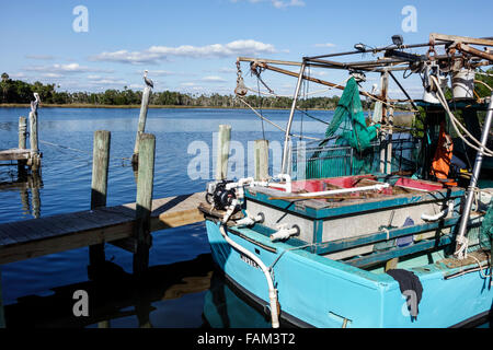 Florida Crystal River Water, Salt River Water, Shrimp Landing, kommerzielle Fischerboote, Shrimping, Besucher reisen Reise Tour Tourismus Wahrzeichen Stockfoto