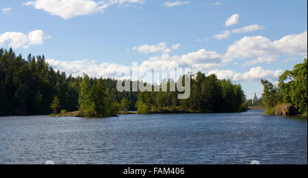 Valaam Insel am Ladoga-See im Norden Russlands, Landschaft mit Sankt Nikolaus Kirche der Verklärung von Jesus Christus monaste Stockfoto