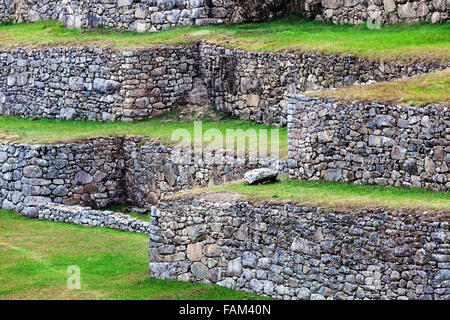 Terrassen auf dem Berg Machu Picchu Stockfoto