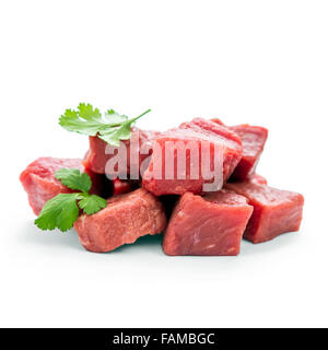 Haufen von saftigen Rindfleisch Würfeln, Makro, soft-Fokus Stockfoto