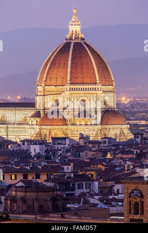 Florenz Kathedrale, Altstadt, in der Abenddämmerung, Florenz, Toskana, Italien Stockfoto