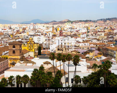 Blick von der Festung Alcazaba auf das historische Zentrum von Malaga, Provinz Malaga, Andalusien, Spanien Stockfoto