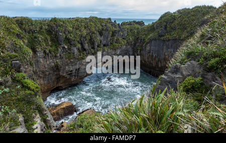 Pfannkuchen-Felsen in der Nähe von Punakaiki Stockfoto