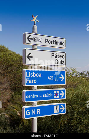 Roadsign in Albufeira, Algarve, Portugal Stockfoto