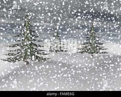Herrliche Landschaft der Tannen und Schnee Stockfoto
