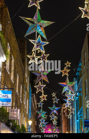 Weihnachtsbeleuchtung auf der Carnaby Street, London UK. Stockfoto
