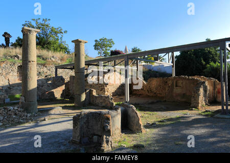 Mosaik im westlichen Ausgrabungen der Akropolis, antike hellenistische Gymnasium, Xisto, Kos-Stadt, Insel Kos, Dodekanes Stockfoto