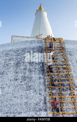 Ruwanweliseya, Maha Thupa, oder große Stupa, UNESCO-Weltkulturerbe, Anuradhapura, Sri Lanka, Asien-UNESCO Weltkulturerbe Stockfoto