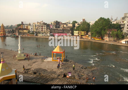 Panchvati, eine Ghat am Godavari Fluß Bank, Nashik, Maharashtra, Indien Stockfoto