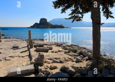 Ruinen des frühen Christian Basilica, Agios Stefanos, Kefalos Bay, Insel Kos, Dodekanes-Gruppe von Inseln, Süd Ägäis Stockfoto