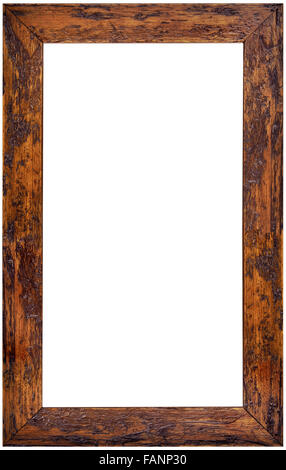 Vertikalen hölzernen Bilderrahmen, Isolated on White Background Stockfoto