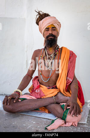 Sadhu, Porträt, Pushkar, Rajasthan, Indien Stockfoto